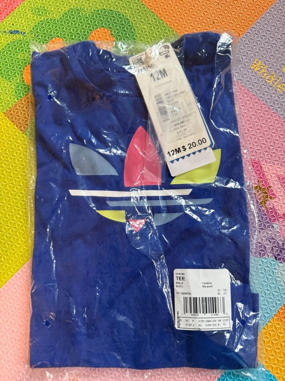 Adidas Infant Tee 12M Royal Blue Colorful Trefoil Logo NWT